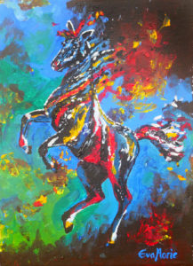 Tavla med stegrande häst i klara färger - Whirlwind